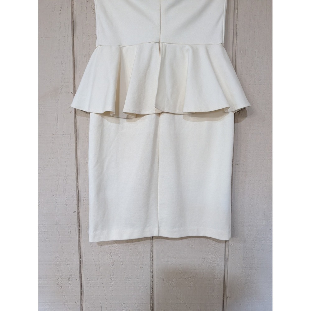 Amanda Uprichard Ivory Strapless Peplum Bodycon Dress Small Cream - Picture 13 of 16